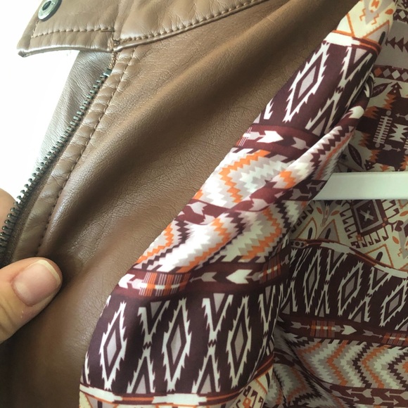 Jou Jou Faux Brown Leather Moto Jacket - Picture 5 of 8
